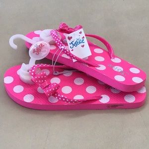 Justice Flip-Flops Pink with White Polkadots